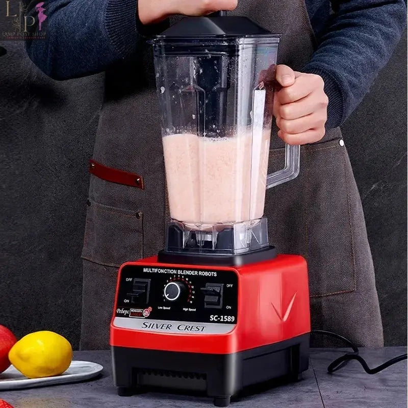 Lamp Post 2000W heavy-duty blender with food processor attachment, designed for smoothies, mixing, and juicing.