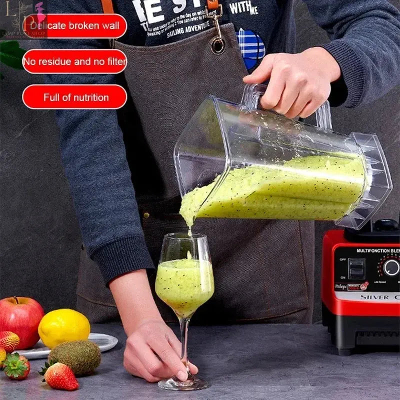 Lamp Post 2000W heavy-duty blender with food processor, juicer, and smoothie maker, featuring a sturdy design and China-US plug.
