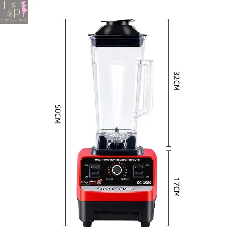 Lamp Post 2000W heavy-duty blender with jar, perfect for smoothies, mixing, and juicing, featuring a China-US plug design.