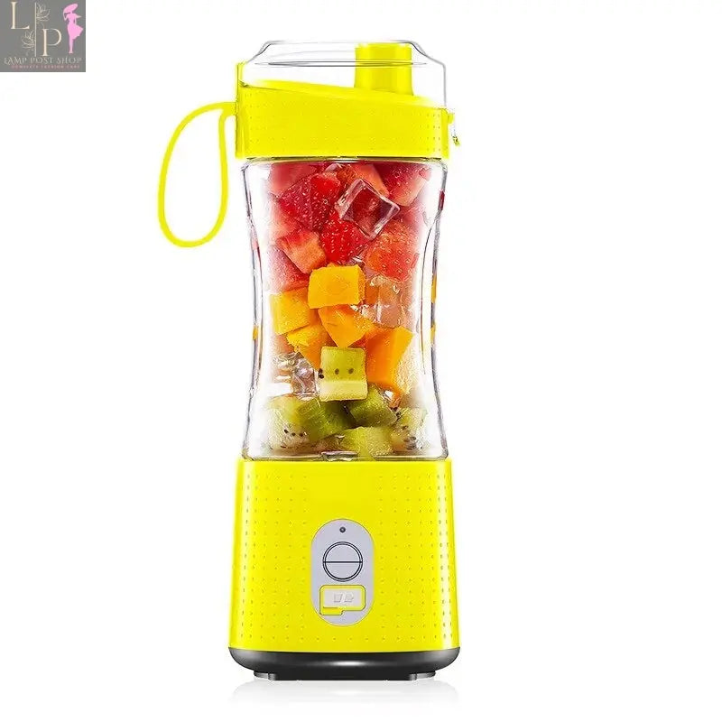 White portable Lamp Post blender with sleek design, compact for on-the-go blending, featuring a durable container and easy-to-use controls.