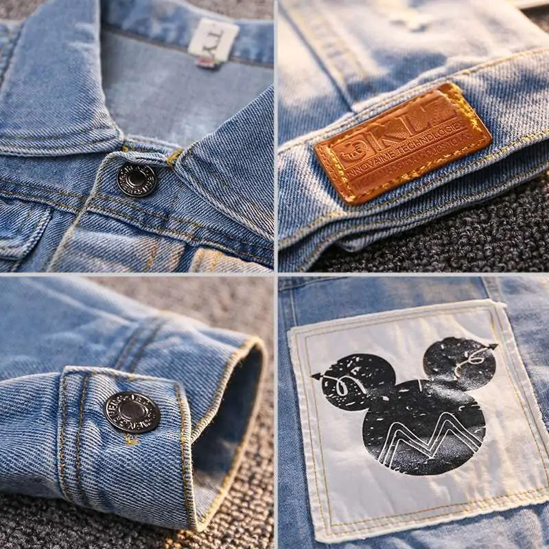 Blue denim jacket for men by Lamp Post, featuring classic design and button closure, shown on a plain background.