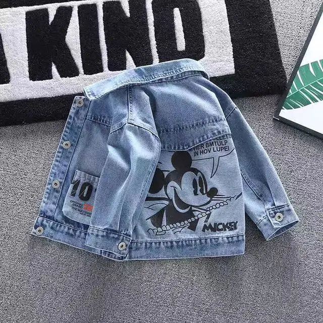Blue denim jacket for men by Lamp Post, showcasing classic style and button-up front, with visible stitching and collar details.