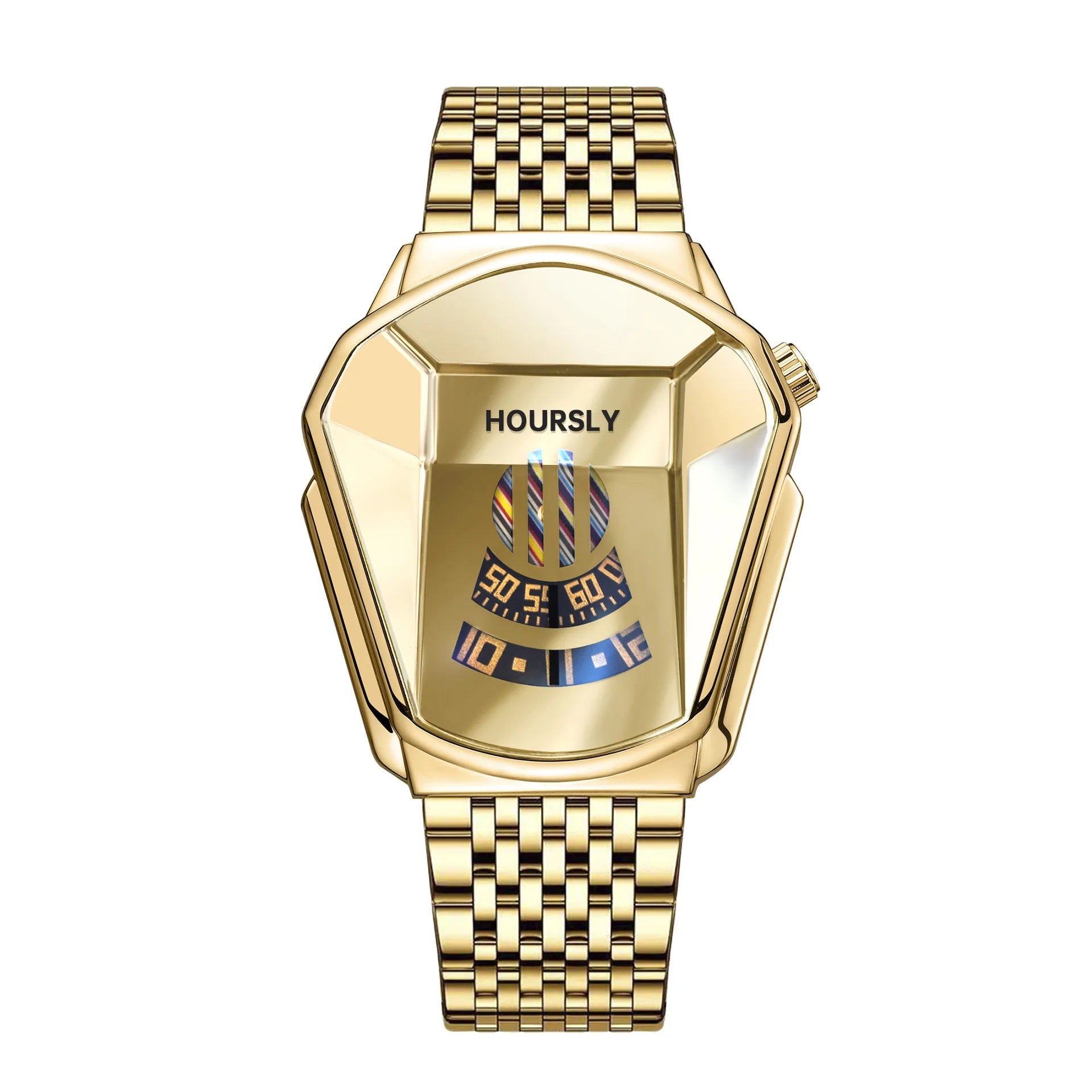 Men's Lamp Post motorcycle-style waterproof quartz watch with a blue dial, modern design, and durable strap.