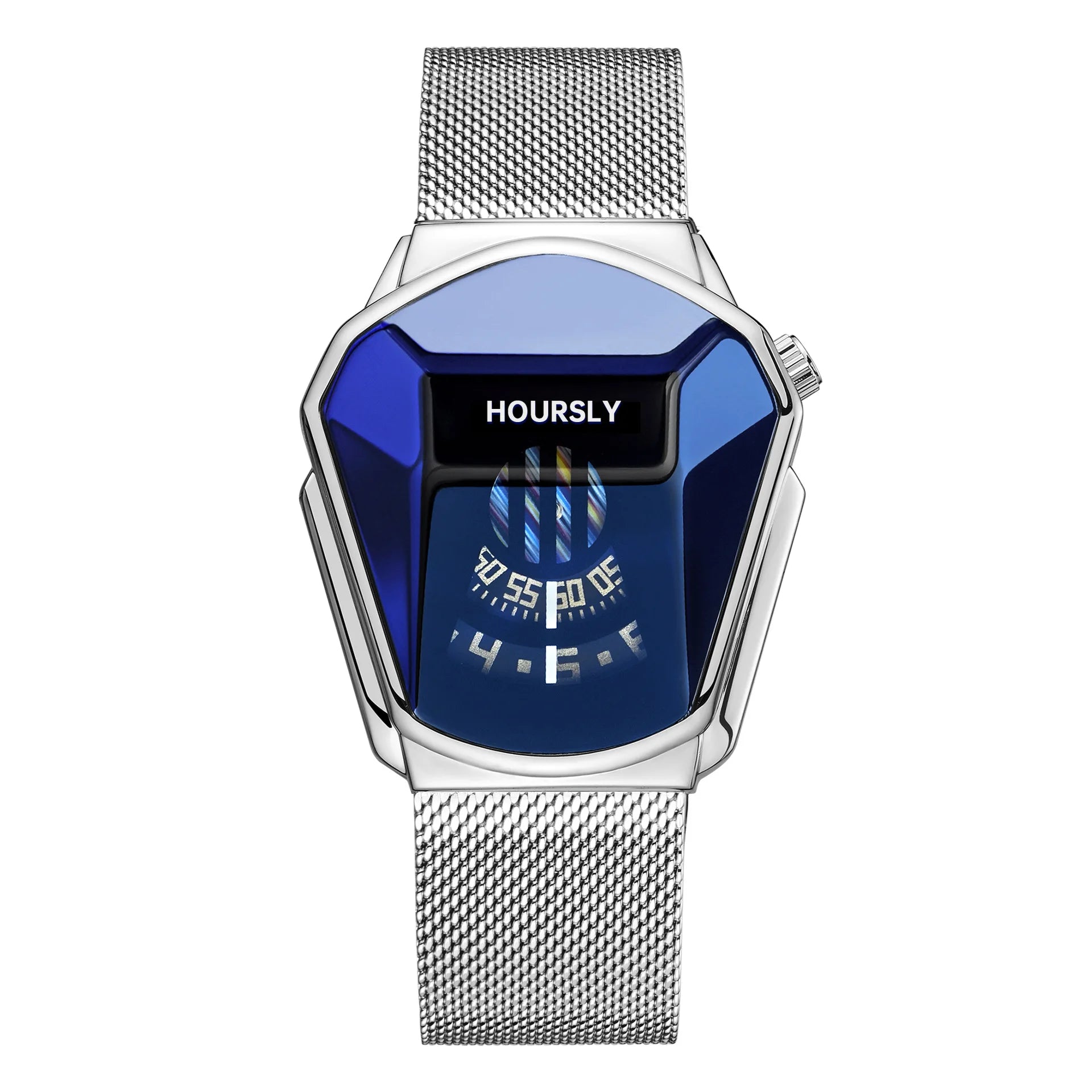 Men's Lamp Post motorcycle-style waterproof quartz watch with blue dial and bold personality design.