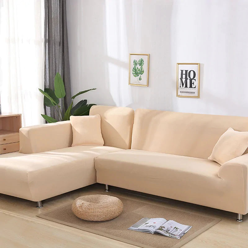 Camel-colored Lamp Post Tight Wrap Elastic Sofa Cover on a 1-seat sofa, designed for 90-140cm furniture with snug fit.