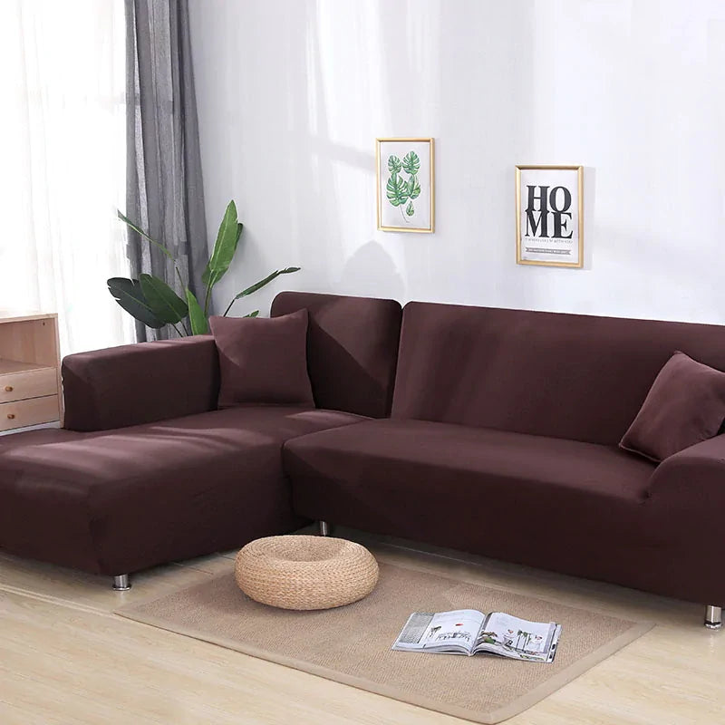 Camel-colored Tight Wrap Elastic Sofa Cover by Lamp Post on a single-seat sofa, fits 90-140cm.