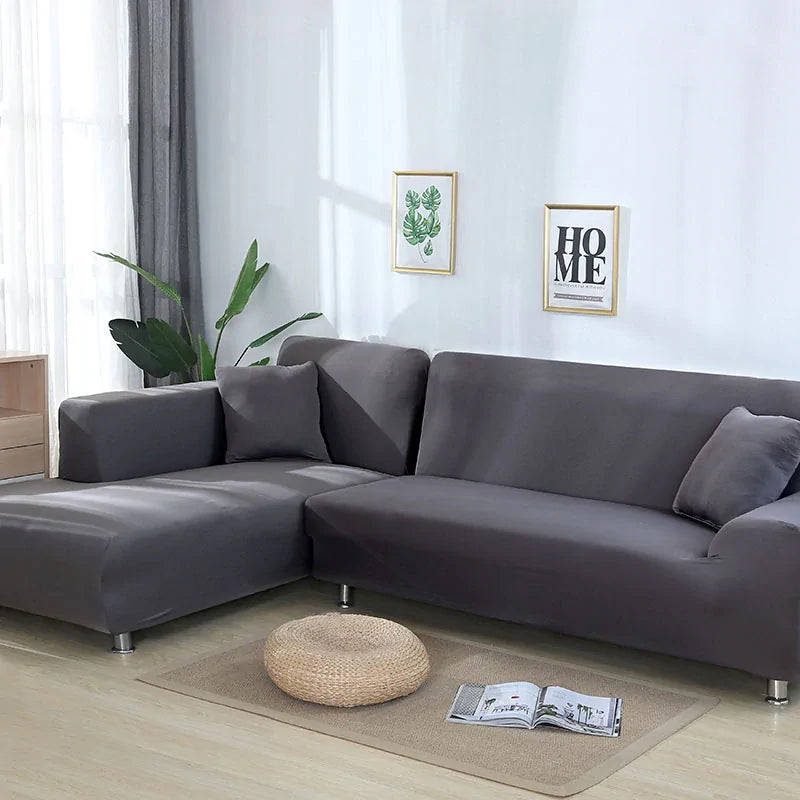 Camel-colored Tight Wrap Elastic Sofa Cover by Lamp Post fitting 90-140cm single-seat sofas, snug and elastic for a secure fit.