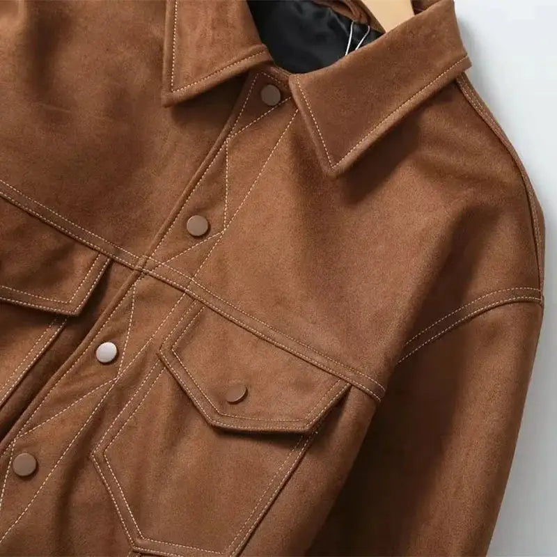 Camel men's turndown jacket from Lamp Post, featuring a stylish collar and quilted design for casual winter wear.
