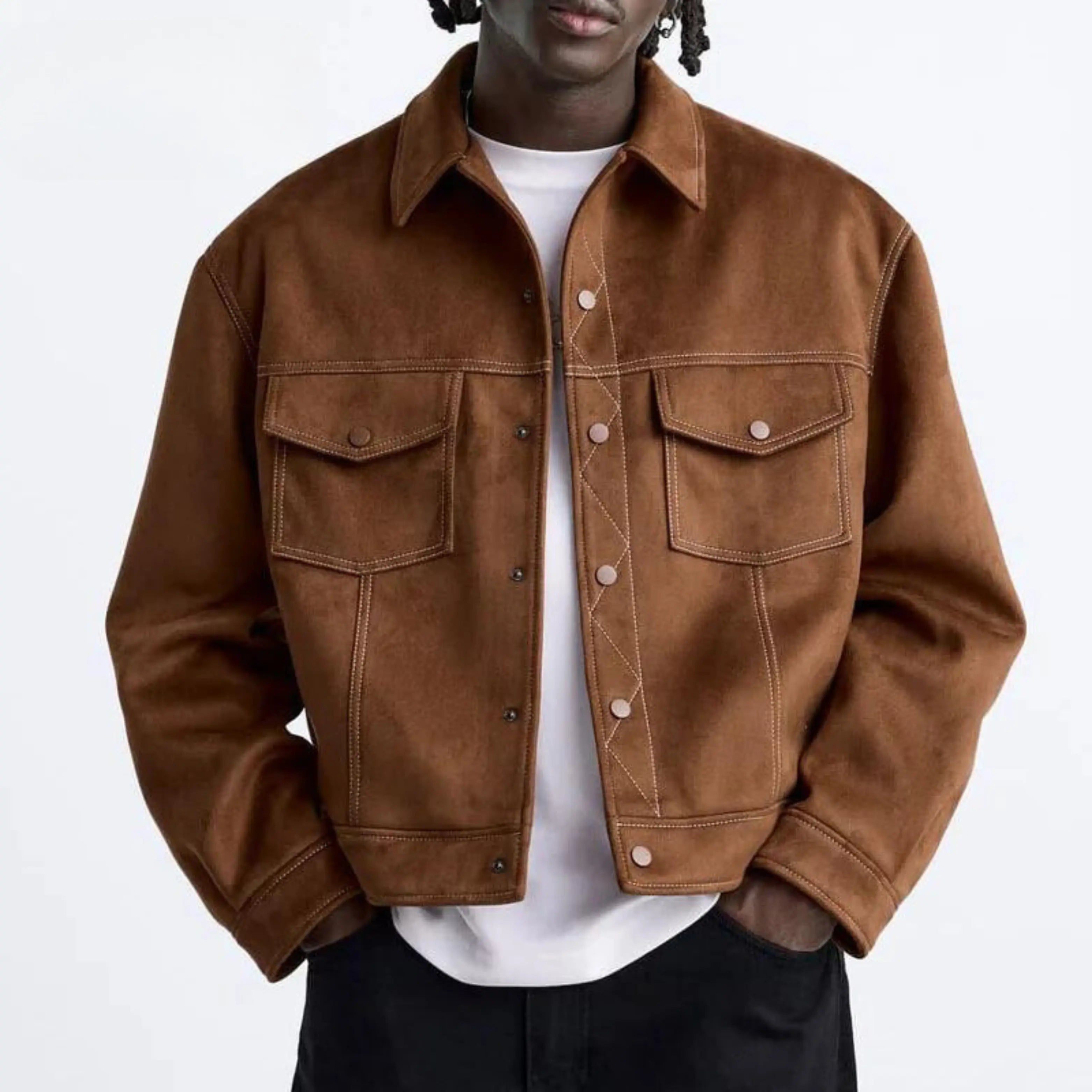 Lamp Post men's camel turndown jacket featuring a classic collar and button closure, stylish and suitable for cool weather.
