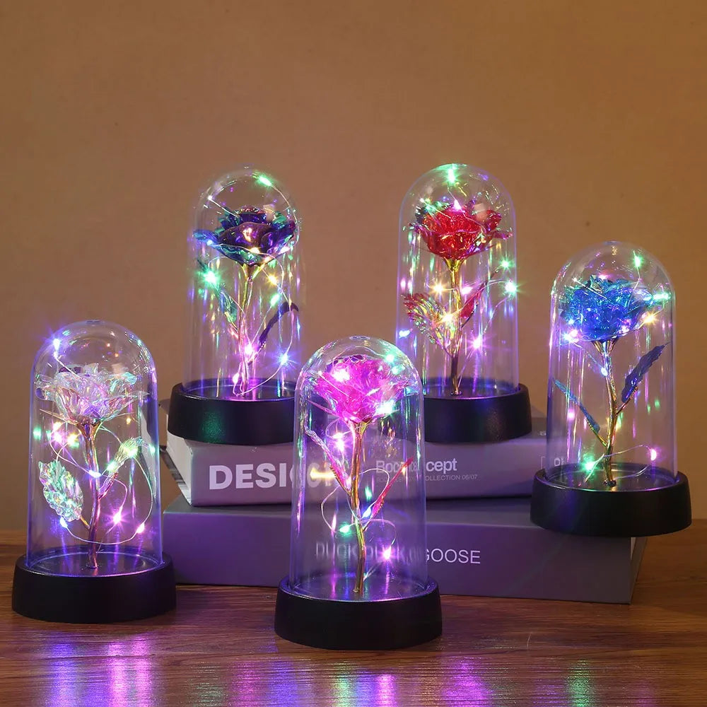 Red fairy lights in a glass dome from Lamp Post, perfect for Valentine's Day, weddings, or festive Christmas gift decor.