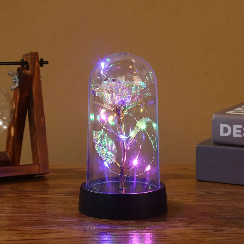 Red fairy lights in a glass dome by Lamp Post, perfect as a Christmas or Valentine's Day gift for wedding and party decor.