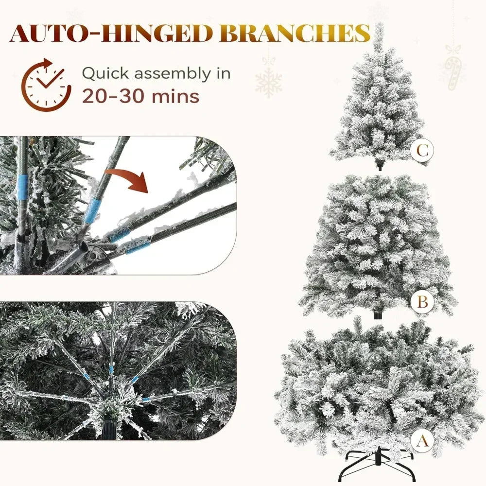 7.5 ft Lamp Post Christmas Tree with 800 branches, white pine decoration, and 8 light modes for holiday party decor.