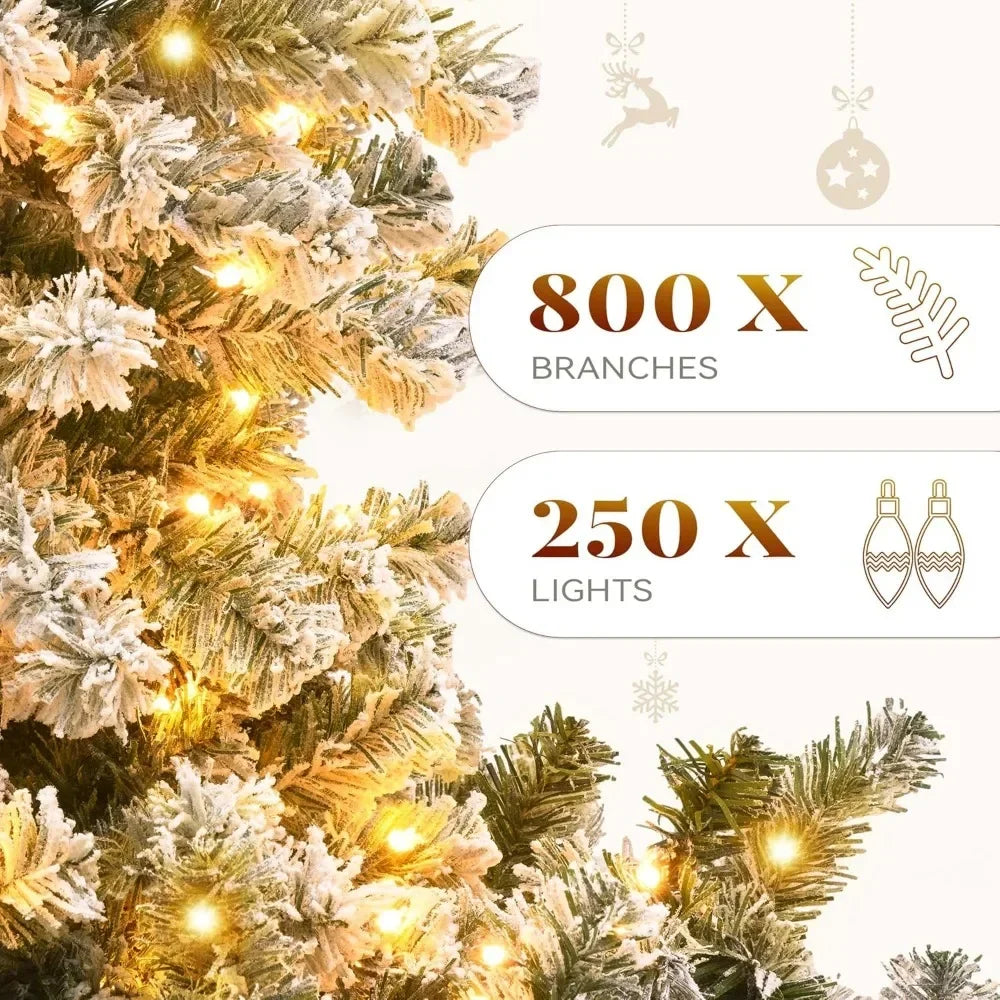 Lamp Post 7.5-ft white Christmas tree with 8 light modes and 800 branches, ideal for party and holiday decorations