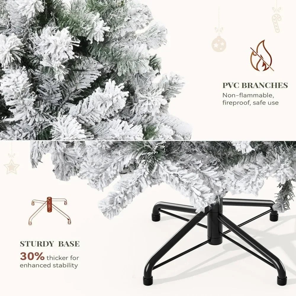 7.5 ft white Christmas tree decoration by Lamp Post with 800 branches and 8 light modes for festive party decor.