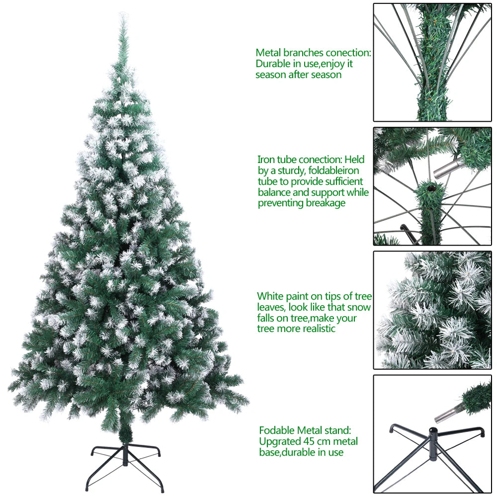 White 7ft PVC Christmas tree spray decoration by Lamp Post, showcasing lush branches and festive holiday design.