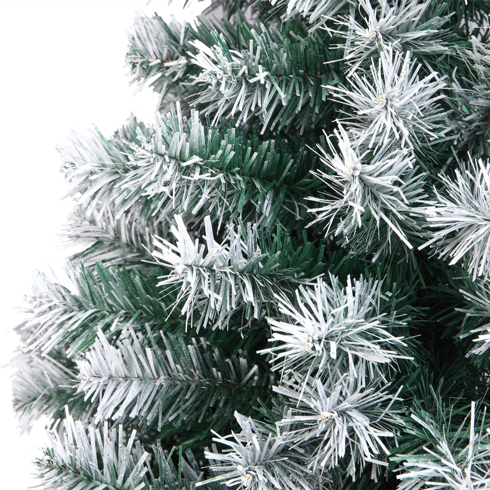 7ft white PVC Christmas tree spray decoration by Lamp Post, featuring lush white branches for holiday decor.