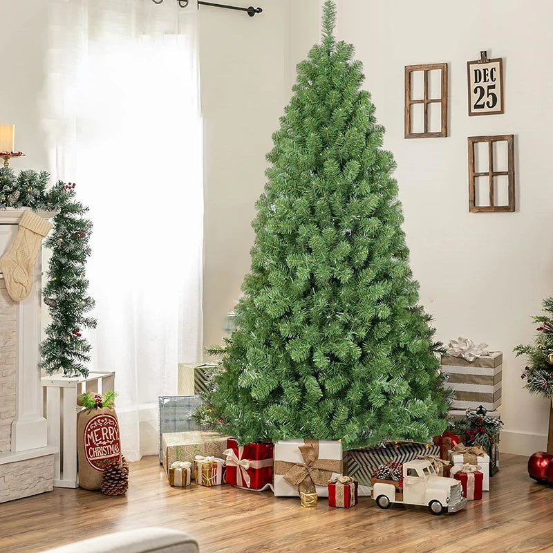 Green 6ft steel wire memory Christmas tree decoration with flexible branches, ideal for holiday parties and festive displays.