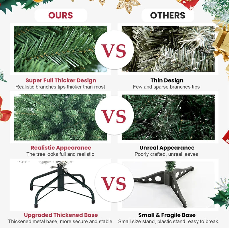 Green 6ft steel wire memory Christmas tree decoration with flexible branches, ideal for holiday parties and festive decor.