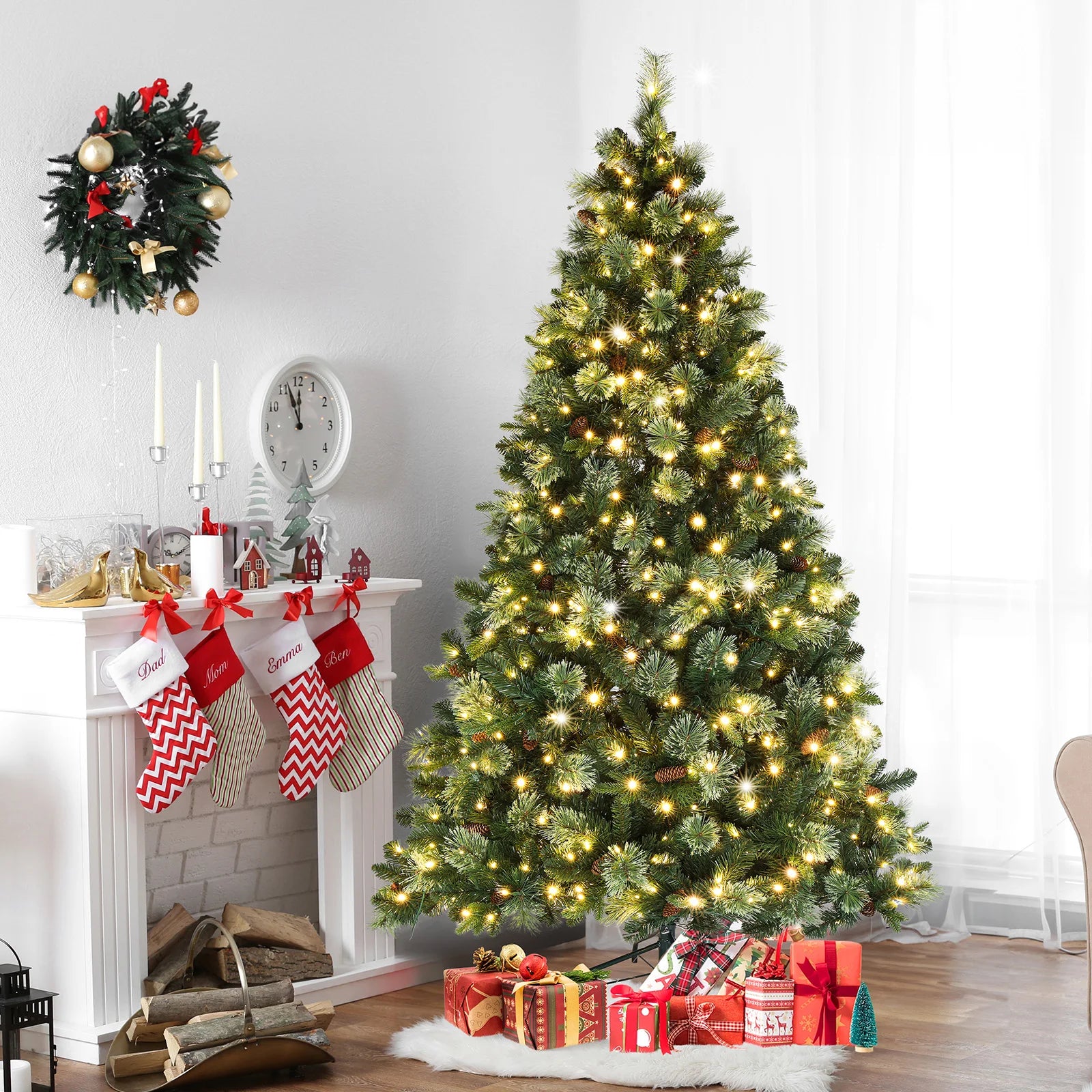 Green Lamp Post 6ft artificial Christmas tree with built-in lights, perfect for holiday Christmas tree decoration.