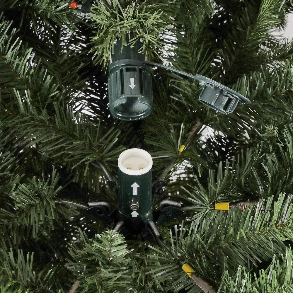 Lamp Post 7.5 ft pre-lit Christmas tree with green branches, multi-color lights, and app-controlled lighting for festive decoration.