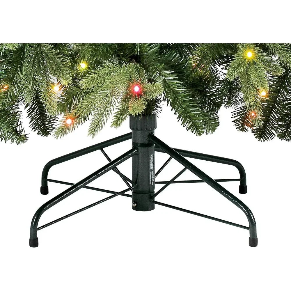 7.5 ft Lamp Post pre-lit Christmas tree with multi-color lights, app-controlled holiday decoration in green.