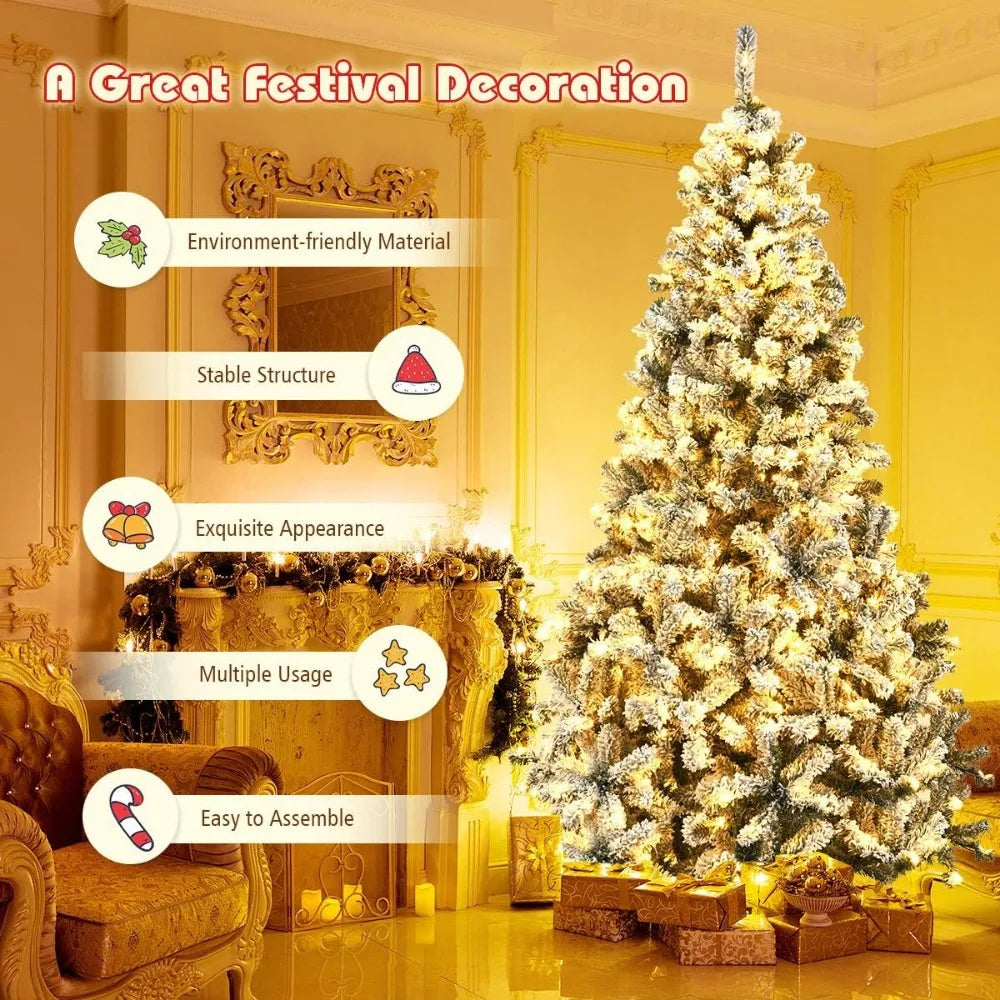 Small artificial Christmas tree with built-in lights, 4.5 ft, festive holiday decoration, by Lamp Post.