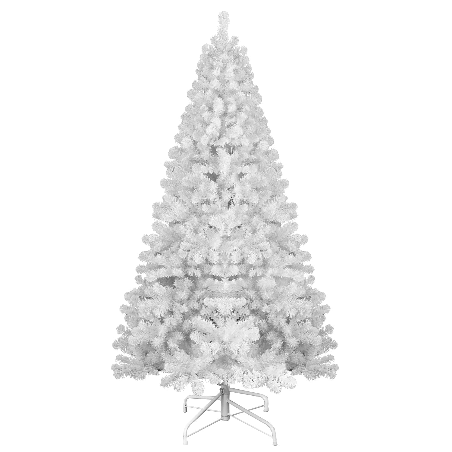 Artificial Christmas Tree by Lamp Post with sturdy stand, available in 4 to 9 feet, ideal for holiday home decoration.