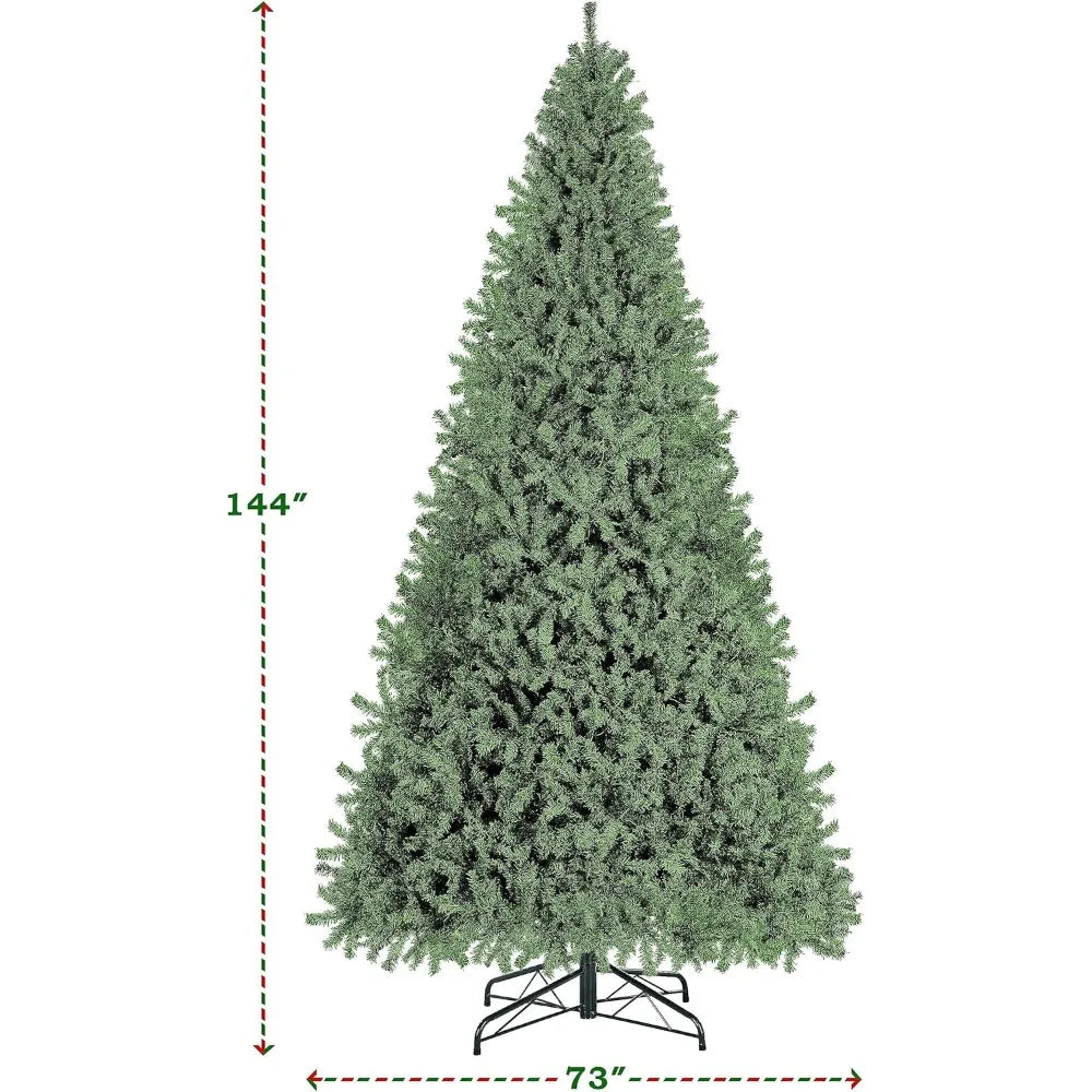 12ft Lamp Post pre-lit artificial spruce Christmas tree with 1500 warm LED lights, perfect for holiday home and party decoration.
