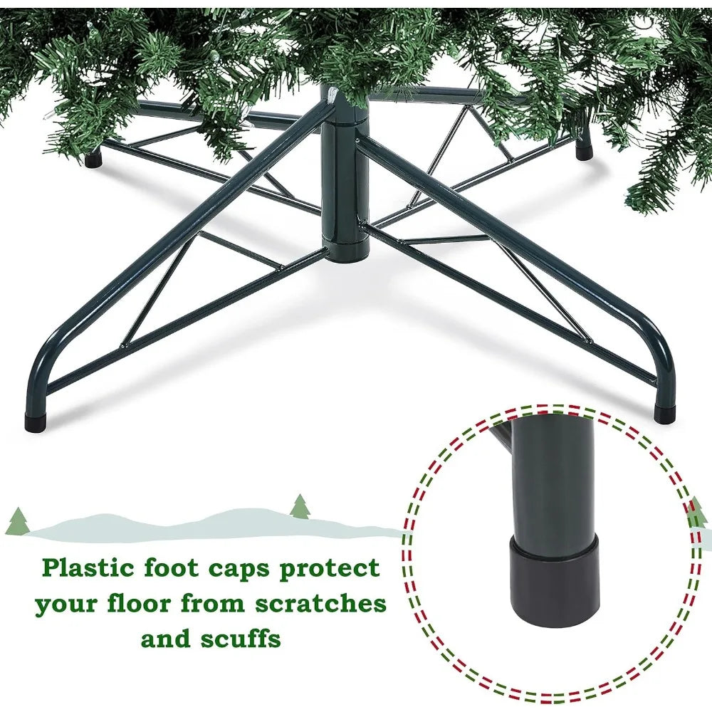 Lamp Post 12ft pre-lit spruce artificial Christmas tree with 1500 warm lights, hinged design, ideal for holiday home and party decoration.