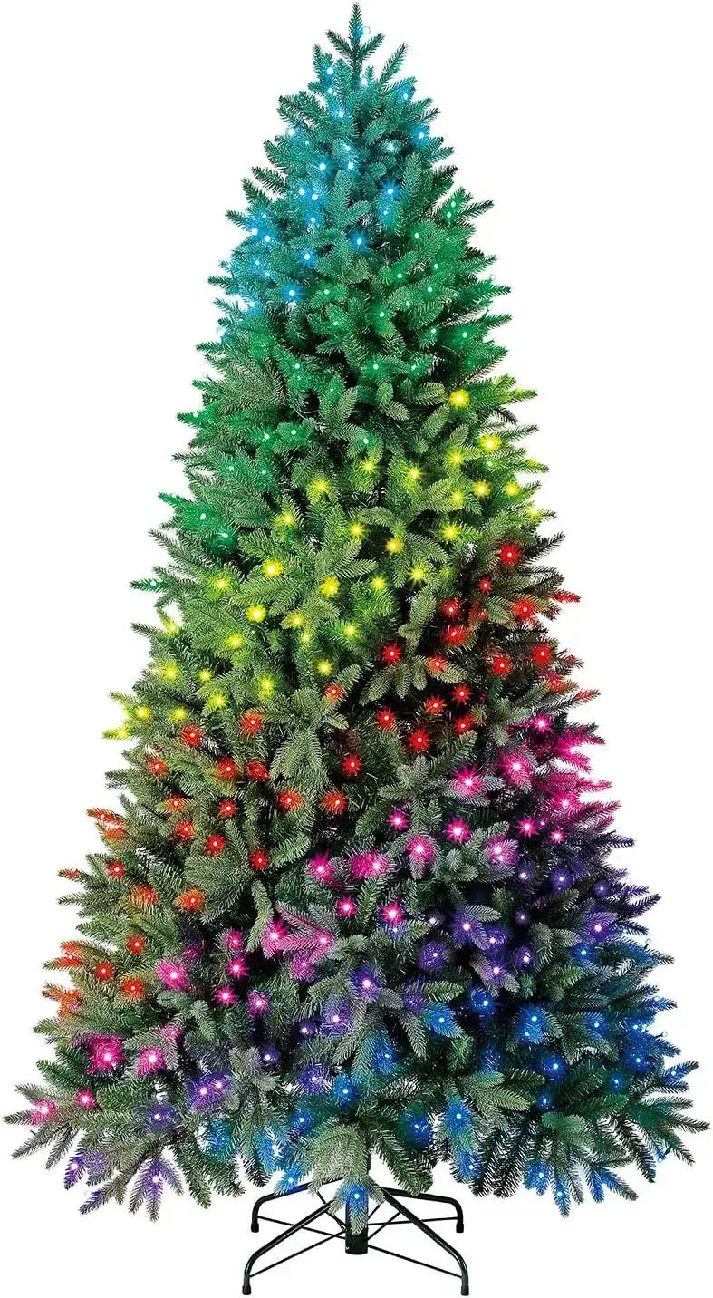 7.5 ft Twinkly Pre-Lit Aspen Pine artificial Christmas tree with app-controlled multi-color RGB lights, used-like-new decorative holiday tree