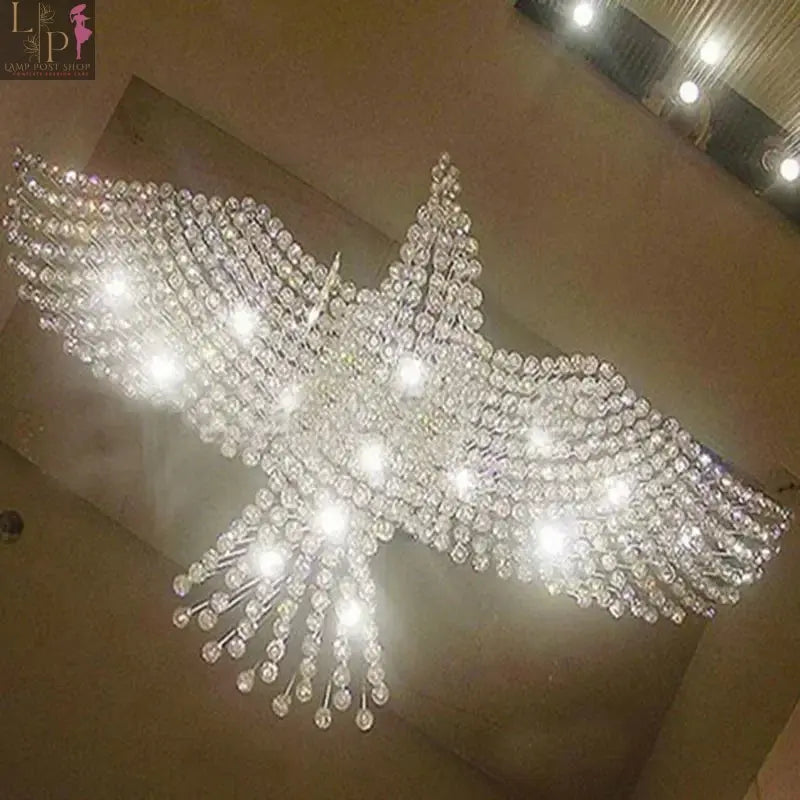 Luxury LED crystal chandelier by Lamp Post with chrome finish, modern design, measuring L100xW55xH80cm, cold white light.