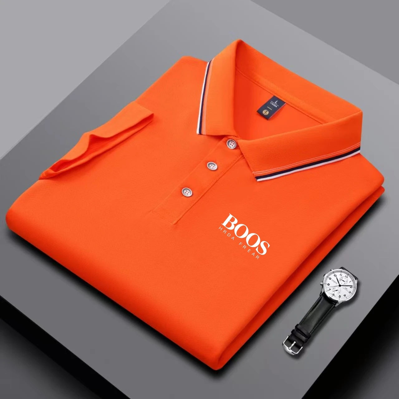 Men's short-sleeved polo shirt by Lamp Post, casual golf top with fashion design, lightweight summer men's clothing.