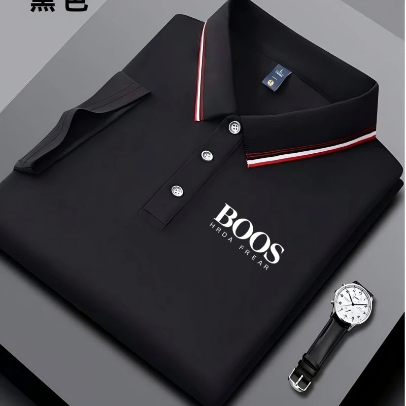 Men's short-sleeved polo shirt by Lamp Post, casual golf top in fashion design, lightweight summer men's clothing.