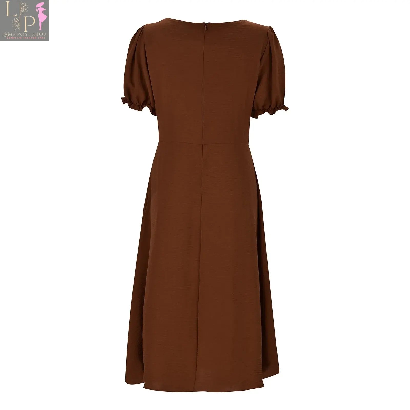 Blue women's maxi dress by Lamp Post with V-neck, single-breasted, A-line style, high slit, suitable for office and daily wear.