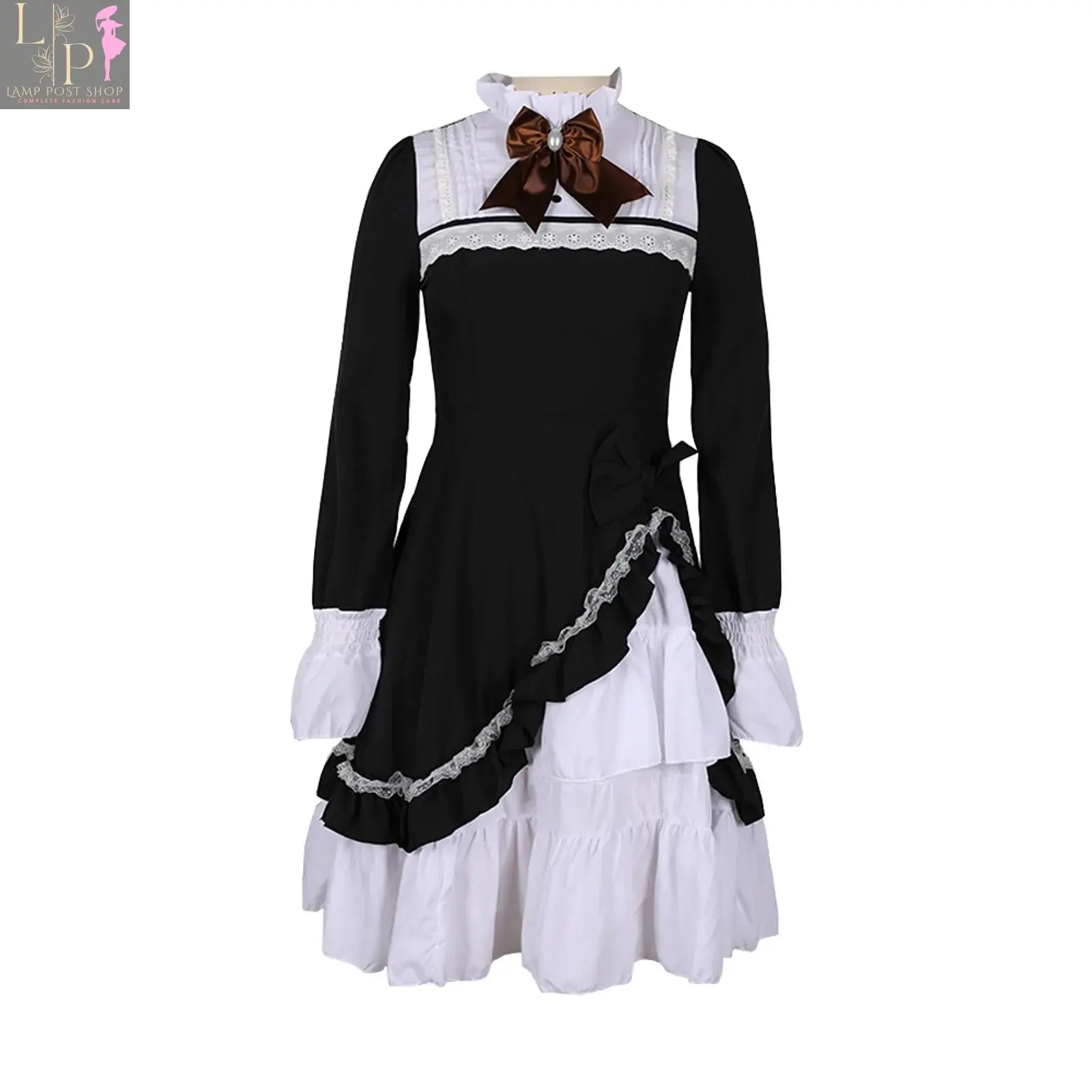 Blue Gothic Lolita dress for women by Lamp Post, featuring elegant maid style with ruffled details and a charming, cosplay-ready look.
