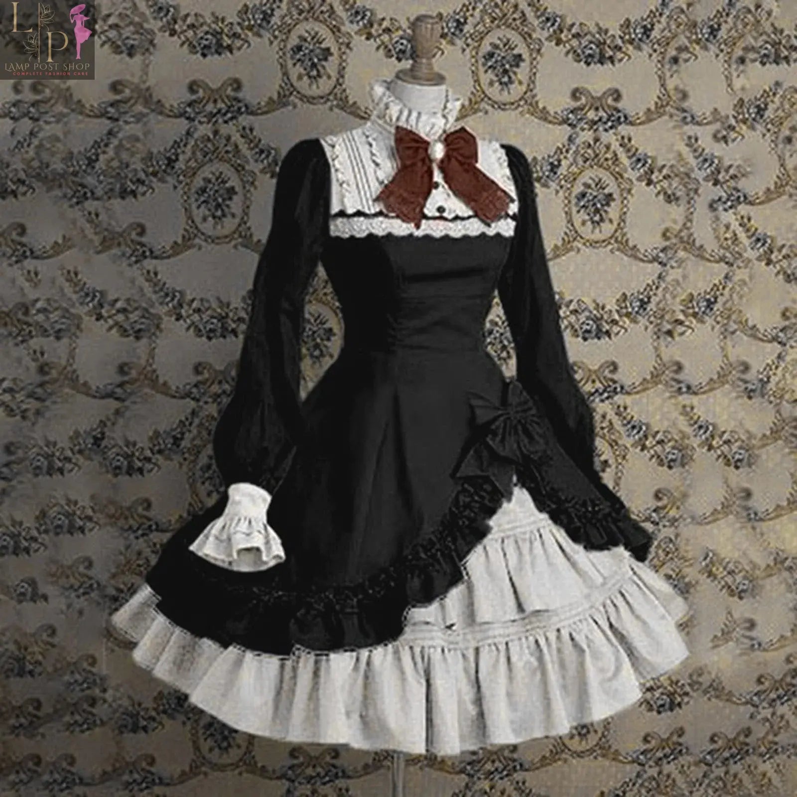 Blue Gothic Lolita dress for women by Lamp Post featuring lace details, ruffled skirt, and elegant design for parties and cosplay.
