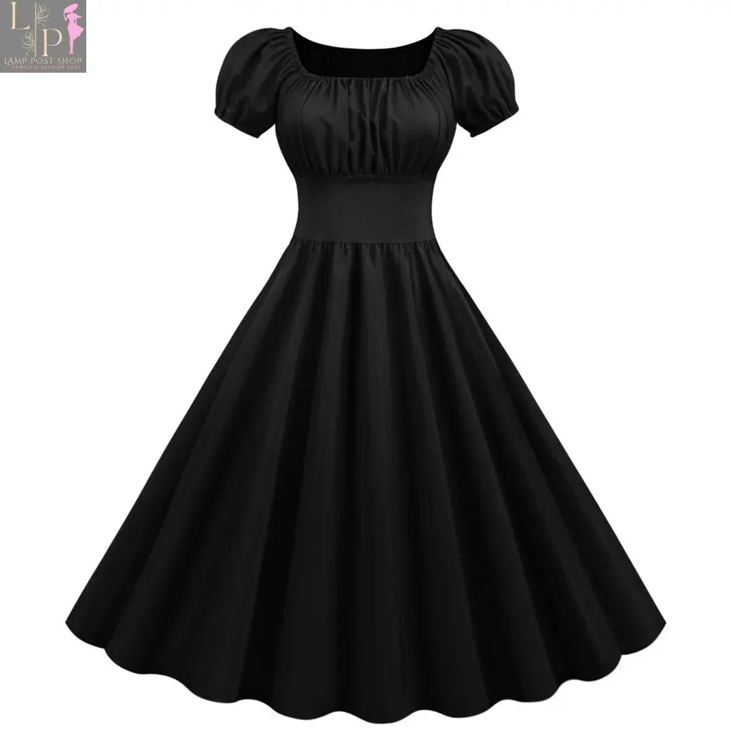 Women’s purple summer dress by Lamp Post featuring a V-neck, vintage swing style, midi length, perfect for parties and elegant occasions.