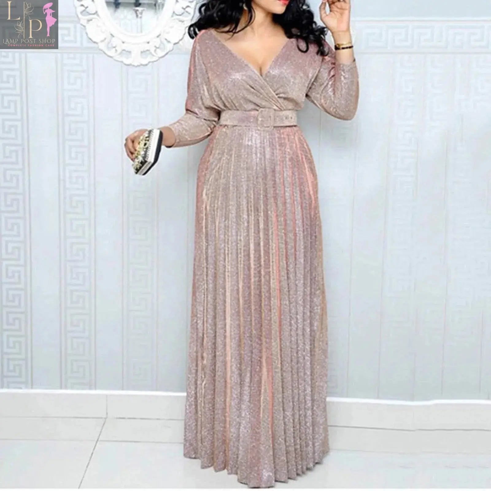 Elegant black party dress by Lamp Post, stylish clothing for women, with a fitted silhouette and sophisticated design.