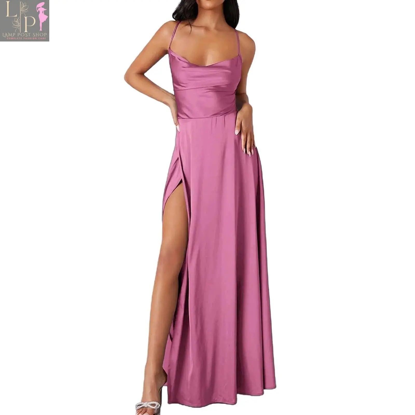 White women's summer sleeveless pleated tank dress by Lamp Post featuring a backless lace-up design and a long, flowing silhouette.