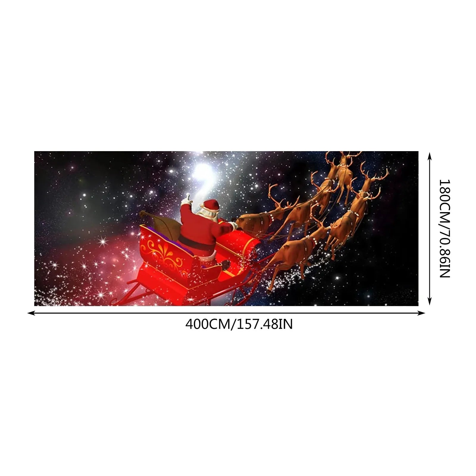 Lamp Post Merry Christmas holiday banner hanging cloth, garage door decoration with festive holiday design.