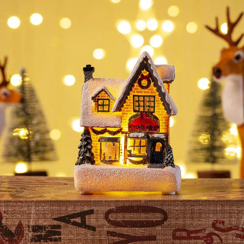 Lamp Post Christmas Resin House decoration with LED lights, festive holiday ornament for Christmas decor.