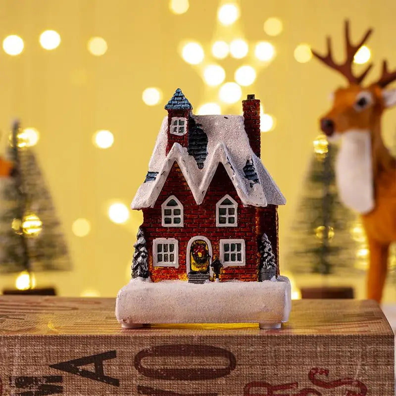 Lamp Post Christmas Resin House decoration with LED lights, festive holiday ornament for Christmas decor.