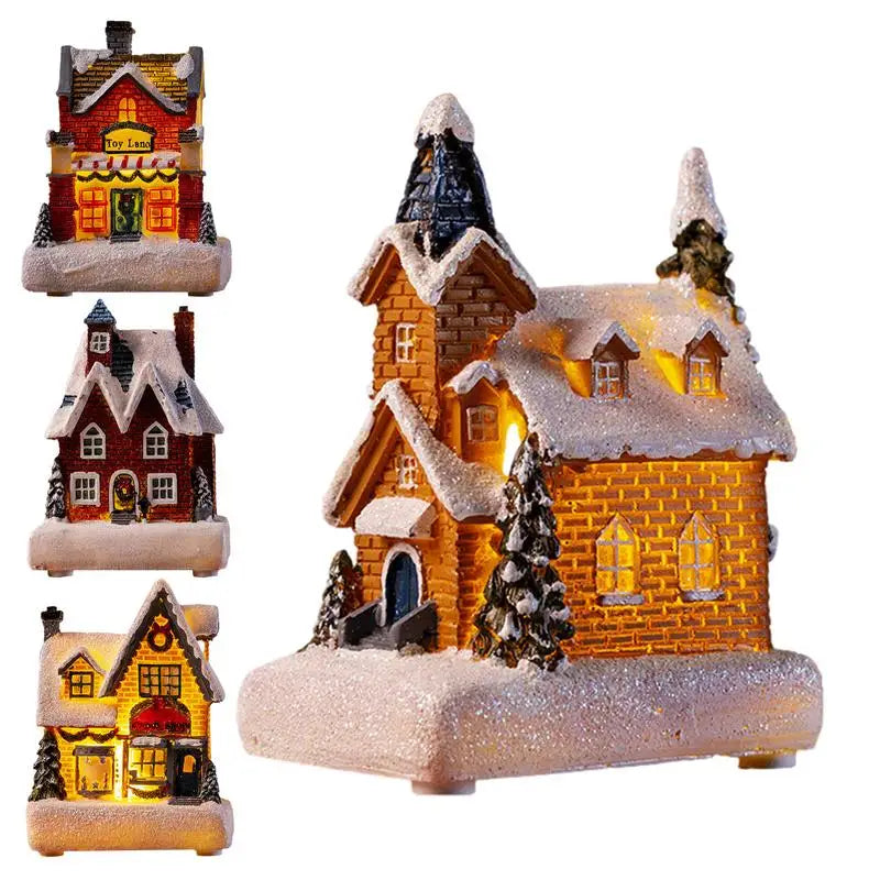 Lamp Post Christmas resin house decoration with LED lights, festive holiday ornament for Christmas decor.