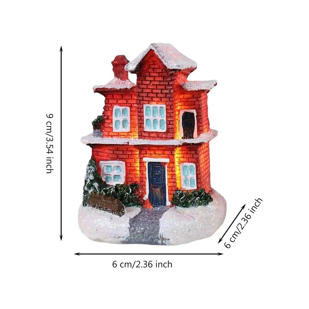 Lamp Post Christmas Resin House decoration with LED lights, festive Christmas ornaments for holiday decor.