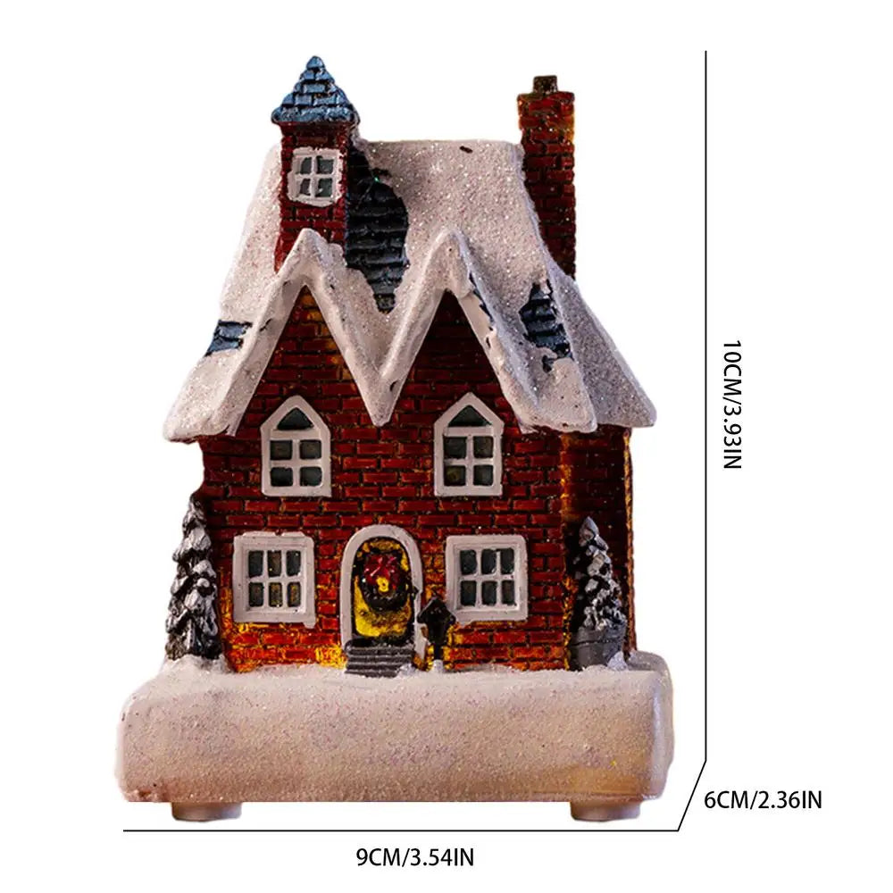 Lamp Post Christmas resin house decoration with LED lights, festive holiday ornament for seasonal decorating.
