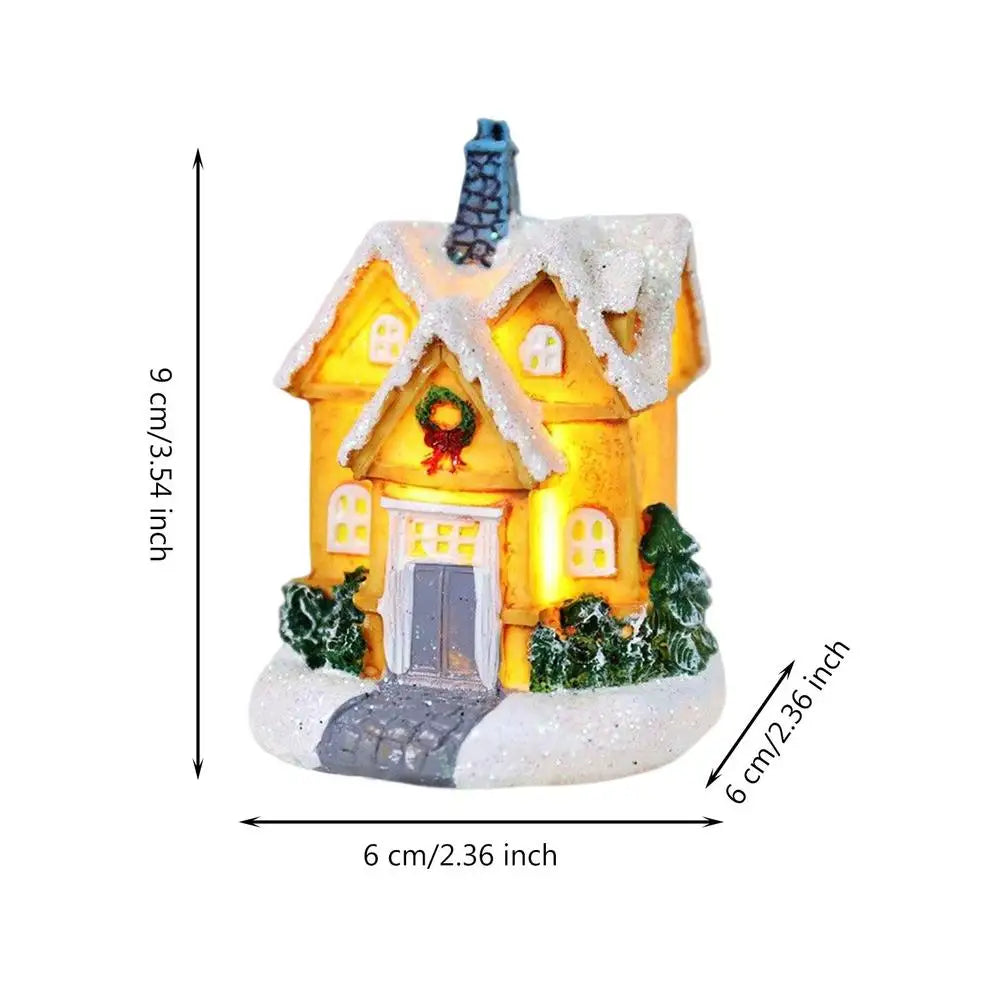 Lamp Post Christmas resin house decoration with LED lights, festive holiday ornament for Christmas decor.