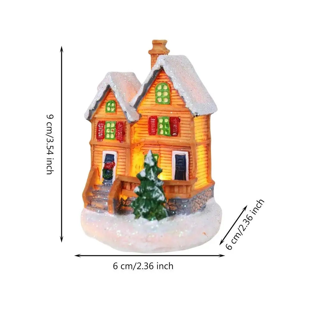 Lamp Post Christmas resin house decoration with LED lights, festive holiday ornaments for Christmas decor.