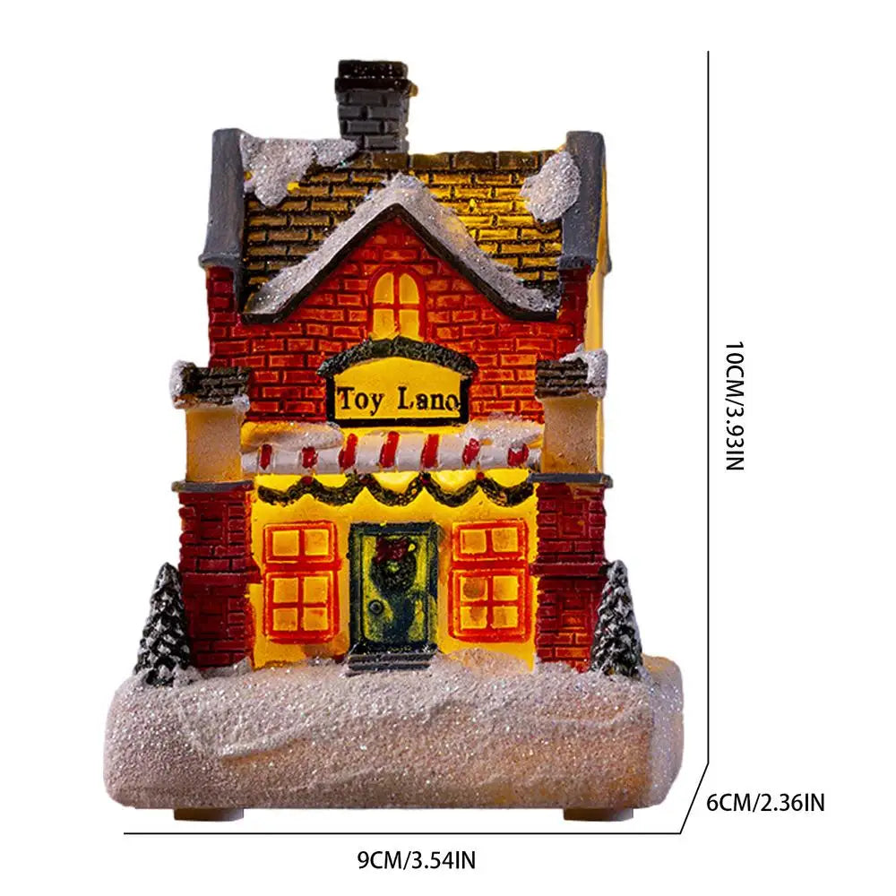 Lamp Post Christmas Resin House decoration with LED lights, festive ornaments for holiday decor, made by Lamp Post.