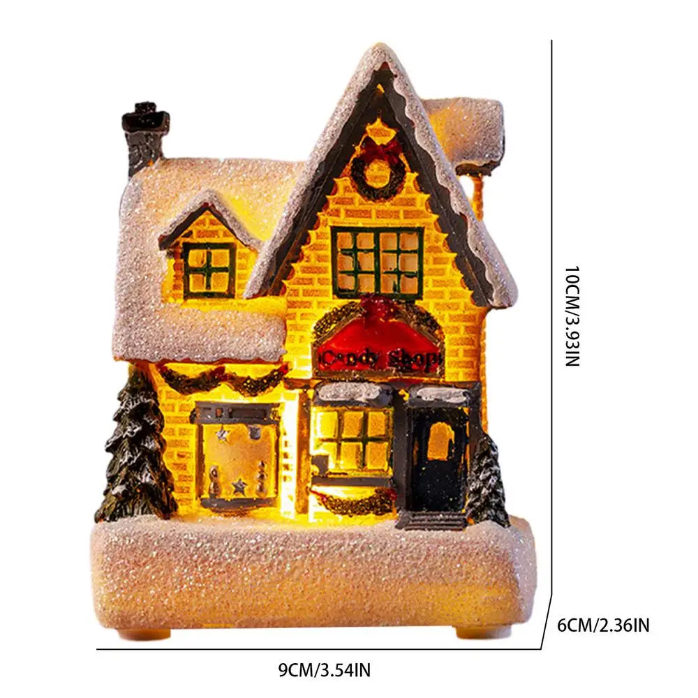 Lamp Post Christmas Resin House decoration with LED lights, festive ornaments for holiday decoration.