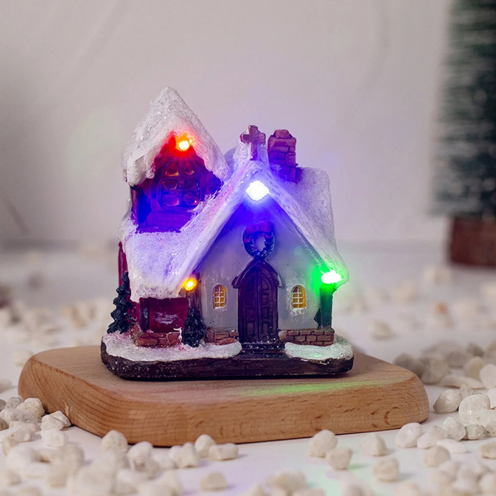 LED Christmas decoration featuring a snow house with lights, ideal for festive holiday decor by Lamp Post brand.